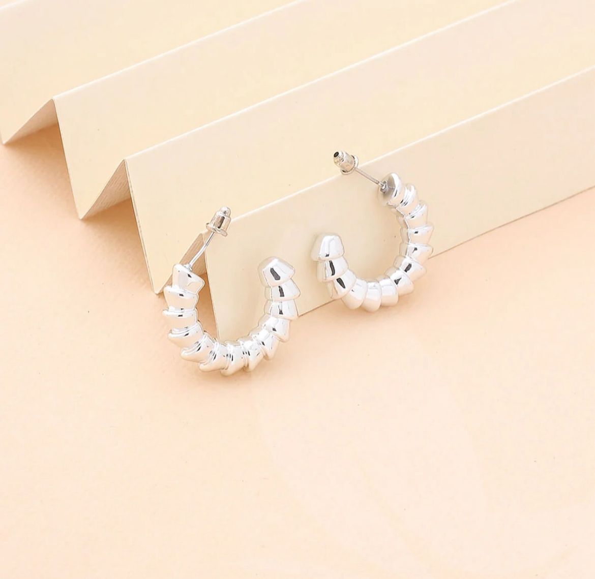 Spiral Hoop Earrings - Silver